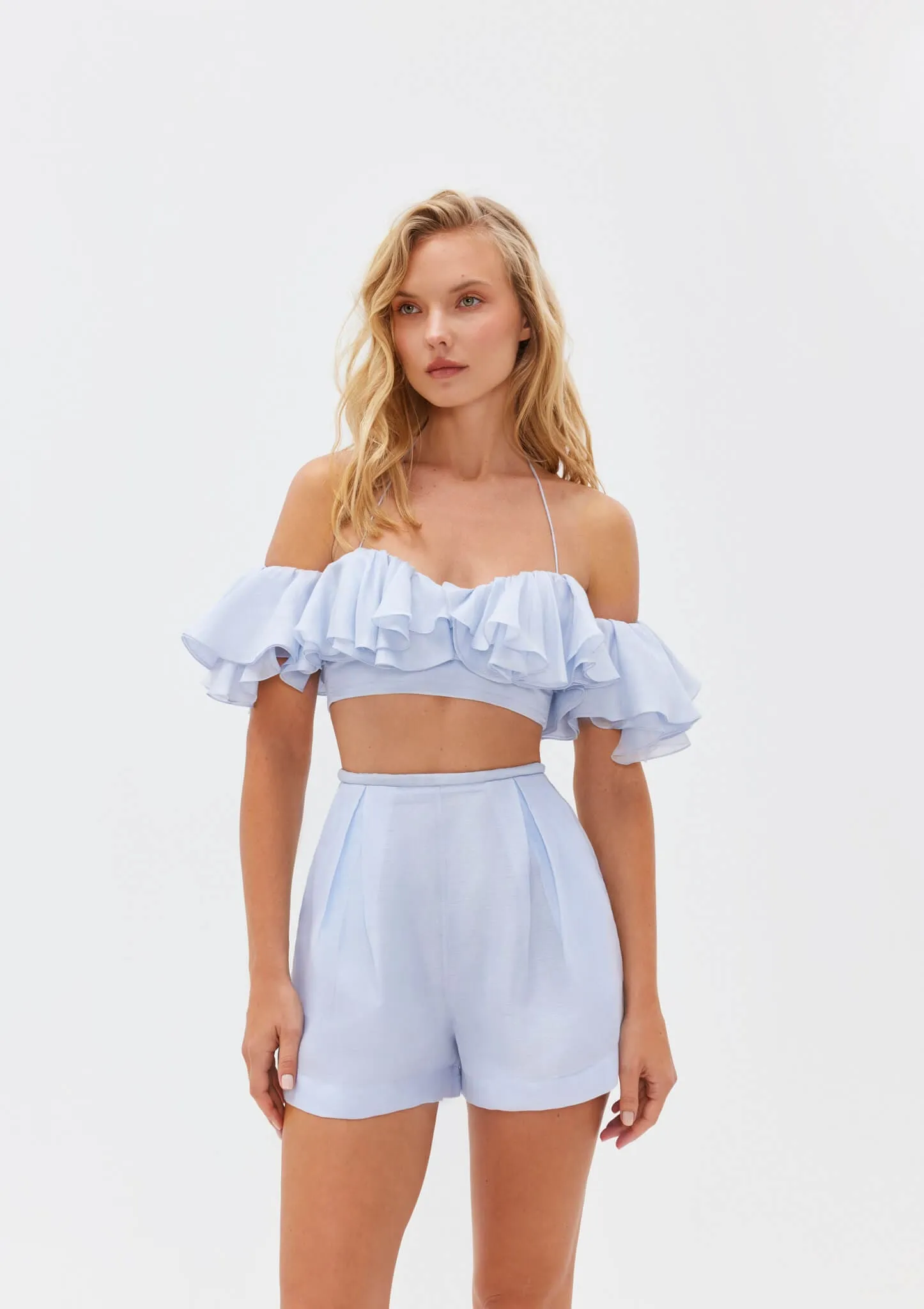 Myosotis Linen-Silk Crop Top