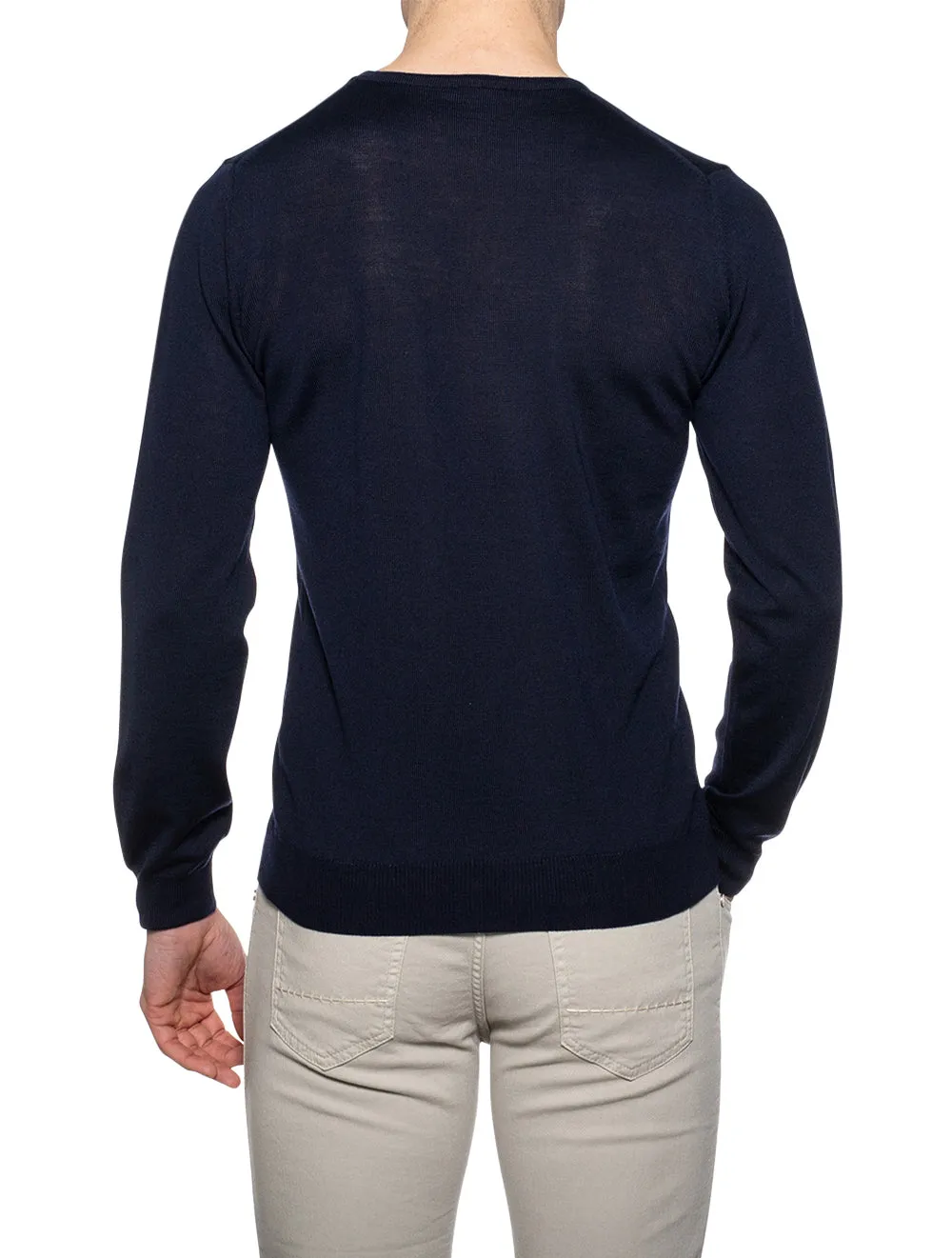 Navy Crew Neck Merino Wool Jumper