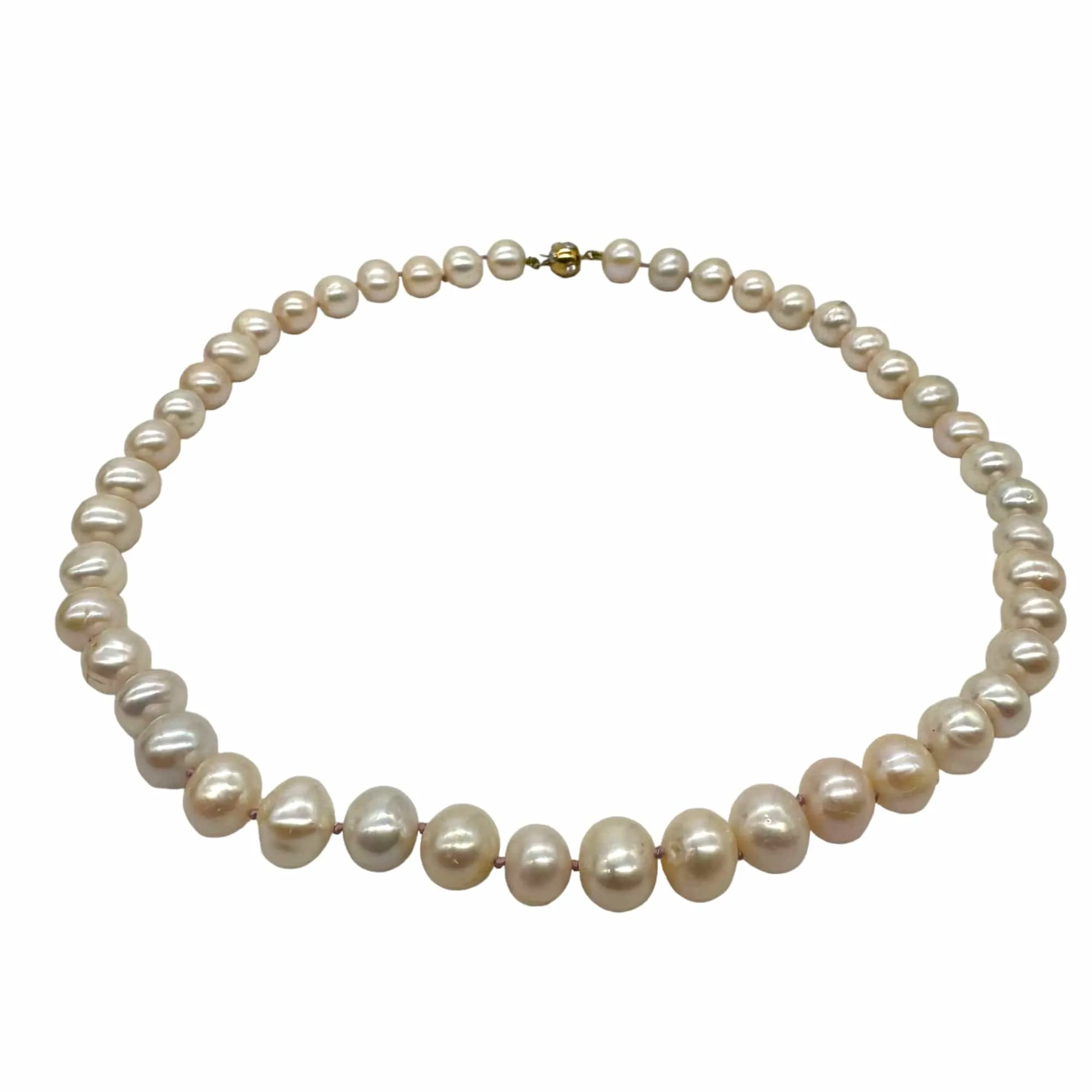 NECKLACE Pearl with 14K Yellow Gold & Diamond Ball Clasp