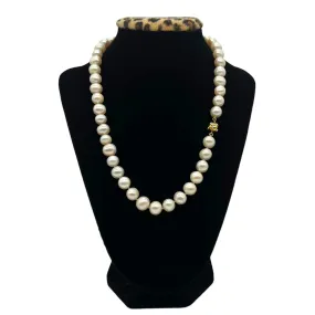 NECKLACE Pearl with 14K Yellow Gold & Diamond Ball Clasp