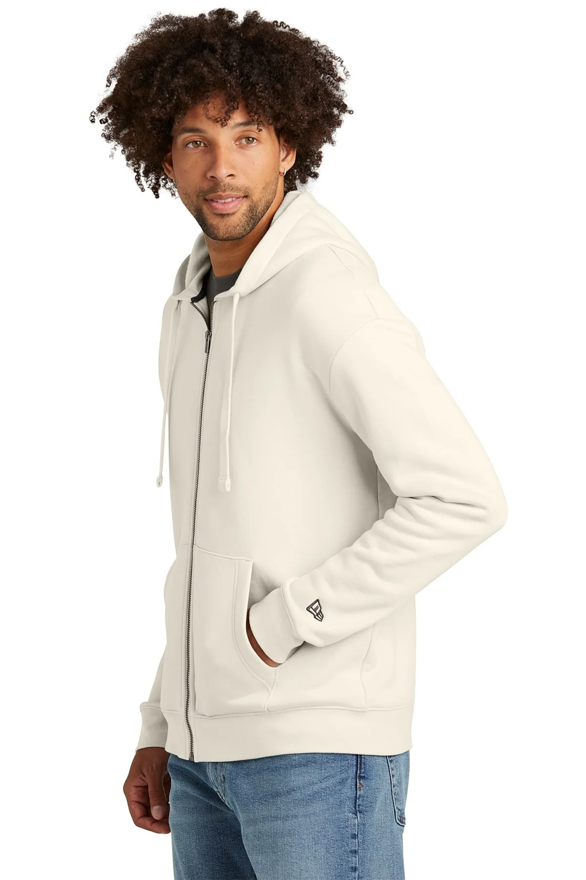 New Era Heritage Fleece Full-Zip Custom Hoodies, Soft Beige