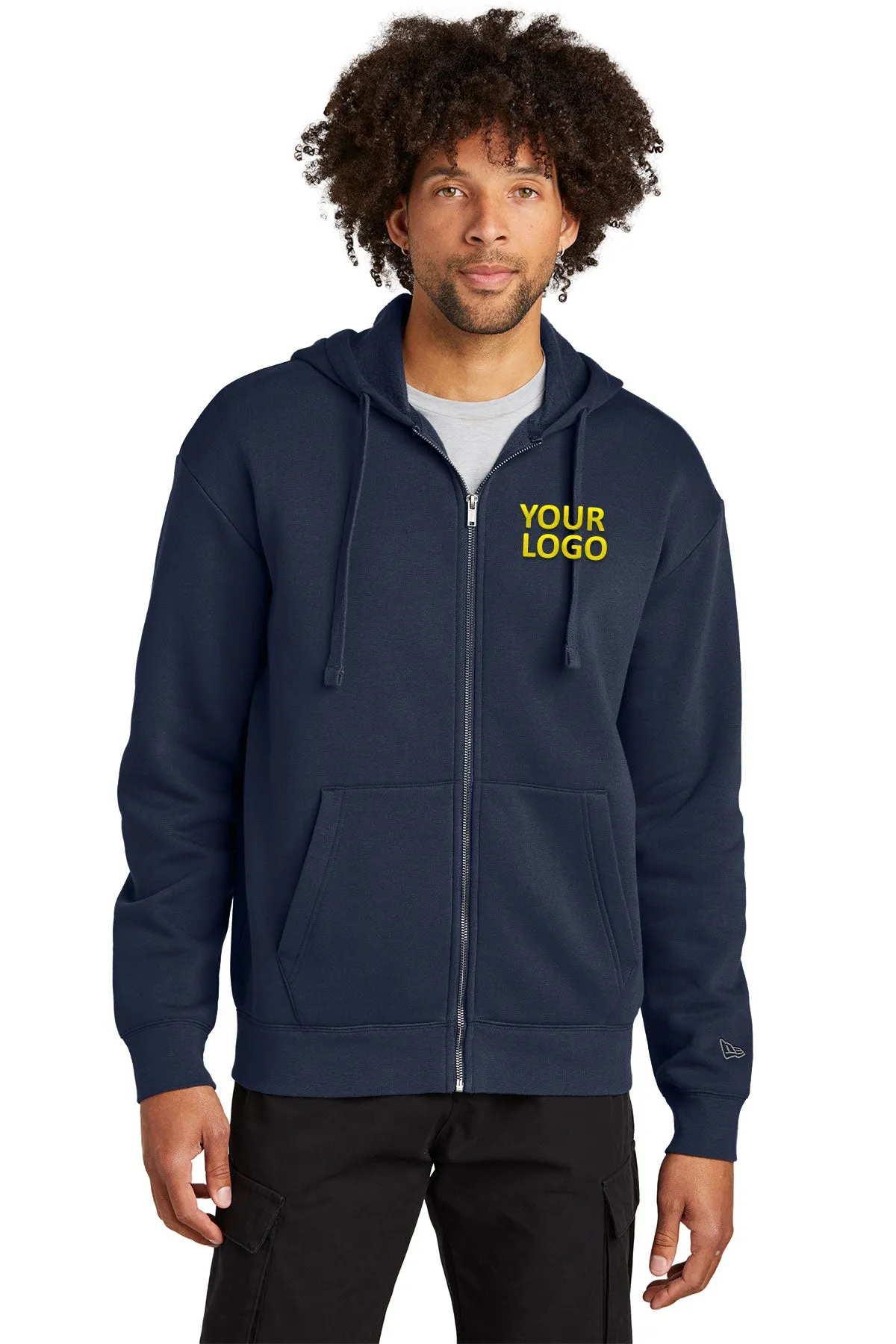 New Era Heritage Fleece Full-Zip Custom Hoodies, True Navy