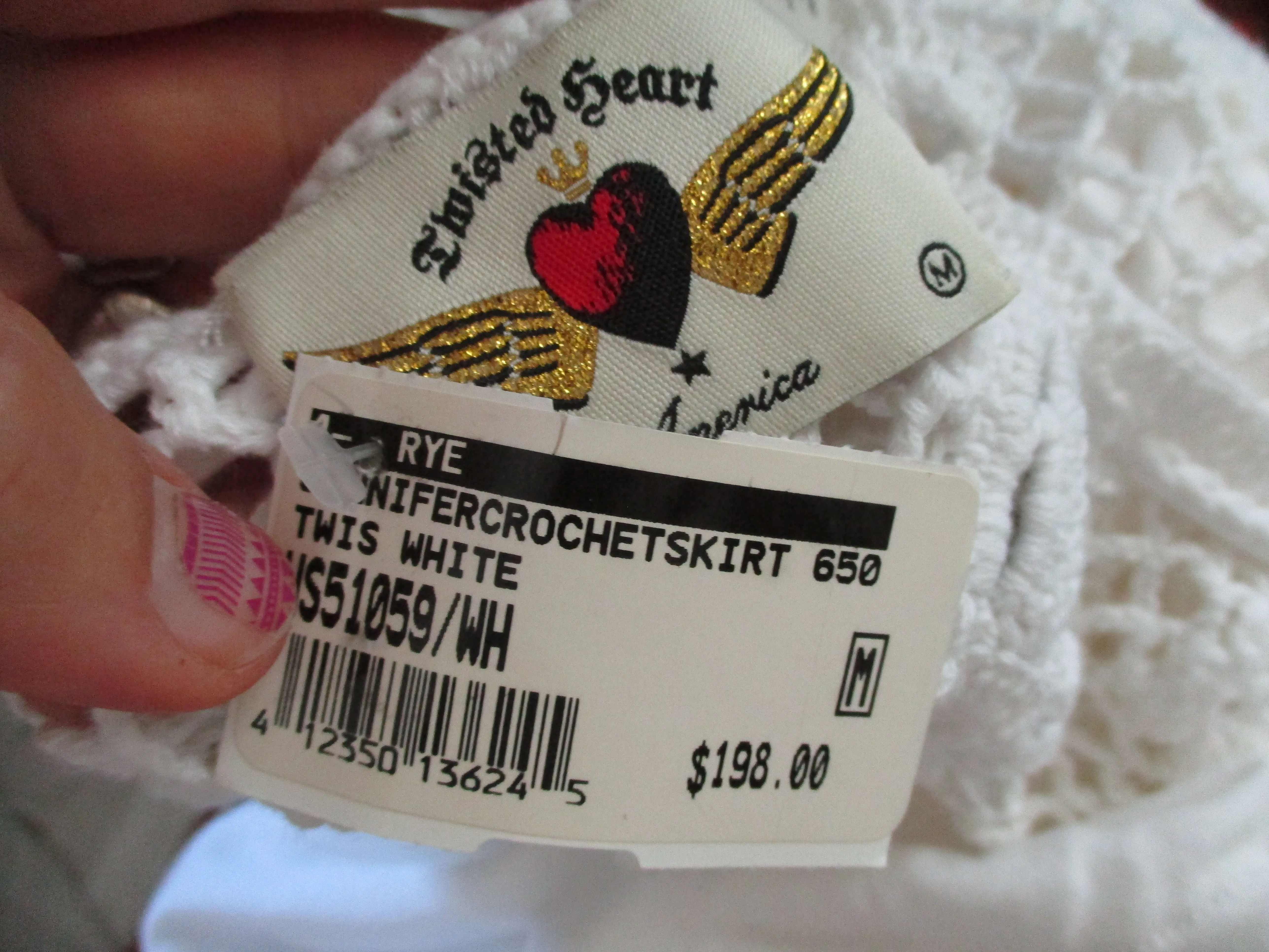 NEW TWISTED HEART JENNIFER CROCHET MACRAME Floral Skirt WHITE Boho Festival Hippie OS