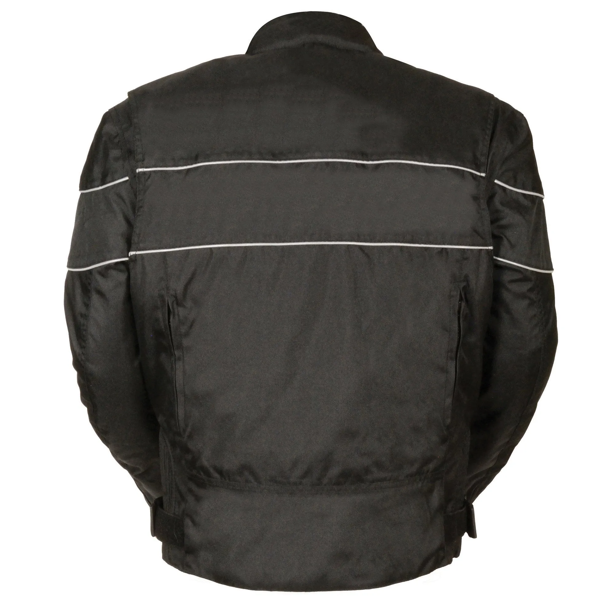 NexGen SH212102T Men's Tall Sizes Black Textile Vented Moto Jacket with Reflective Piping