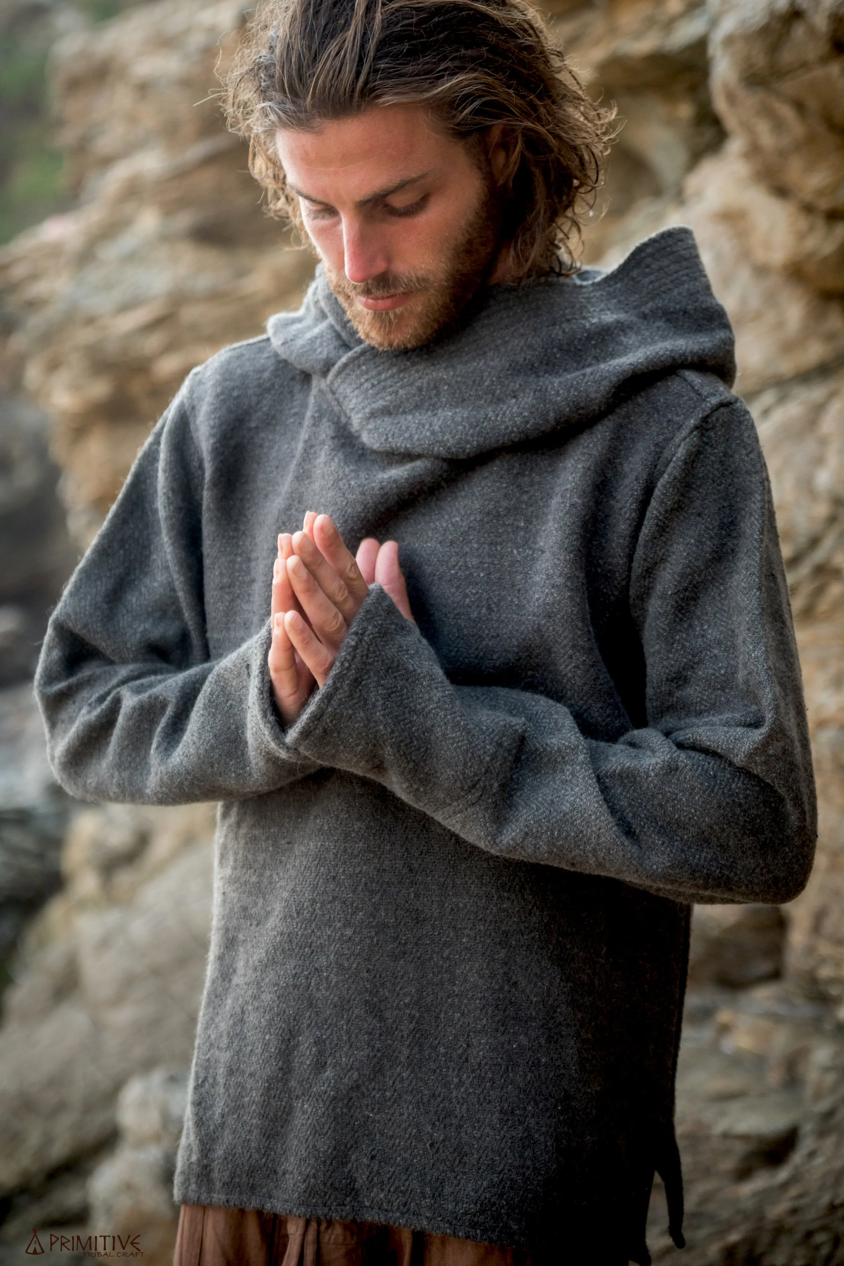 Nomad Pullover with Hoodie ⫸ Handwoven Hemp Wool