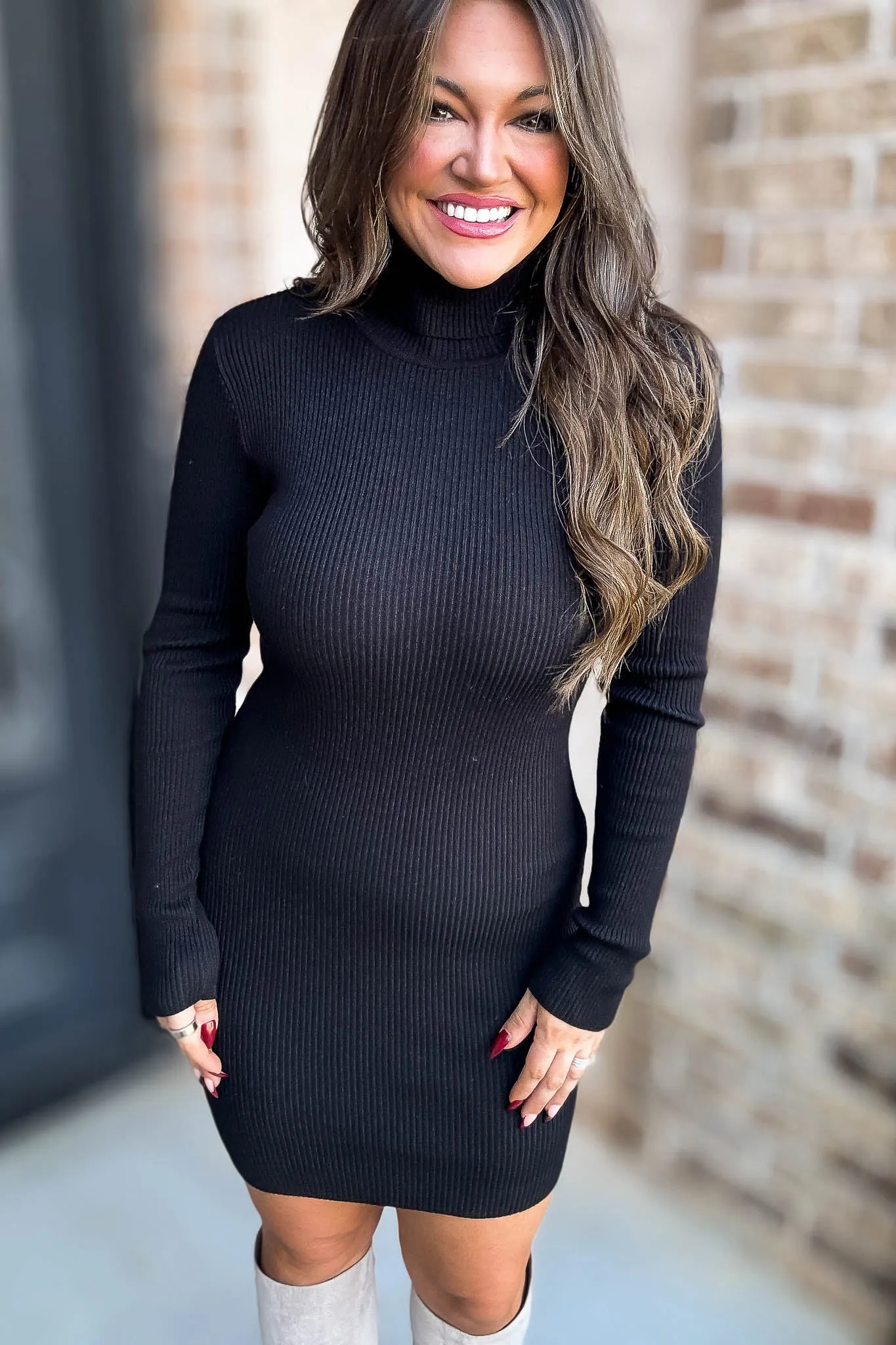 Oh So Bold Black Sweater Dress