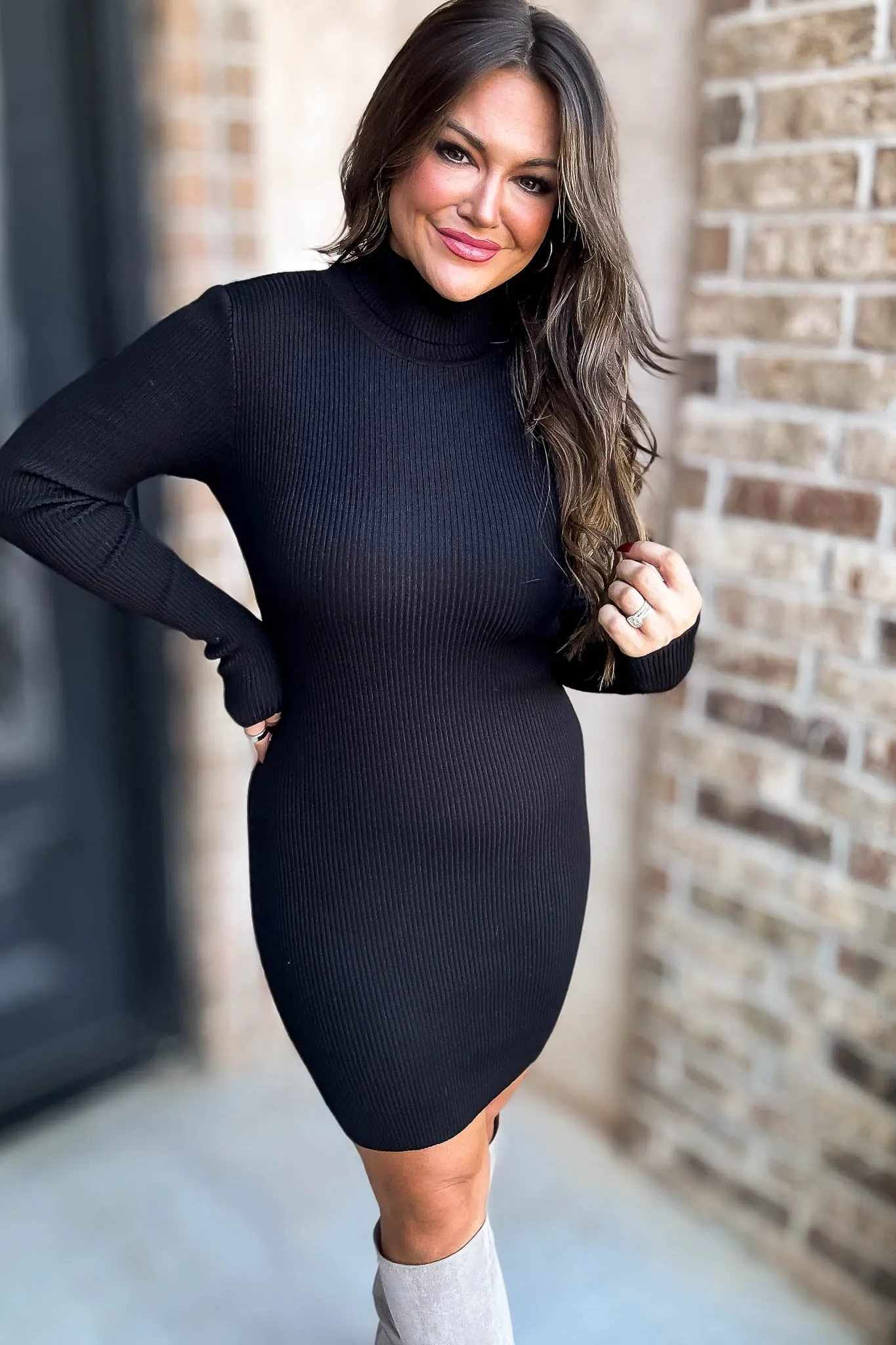 Oh So Bold Black Sweater Dress