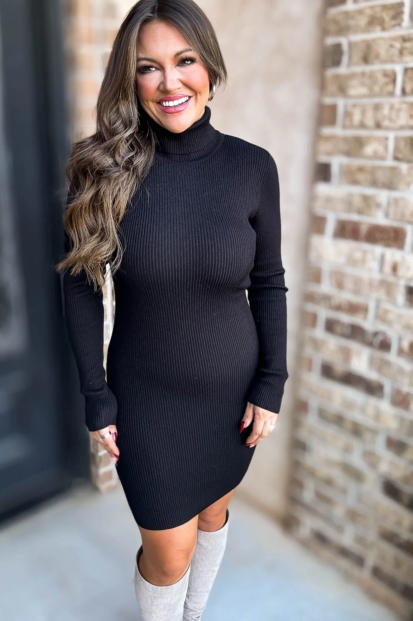 Oh So Bold Black Sweater Dress