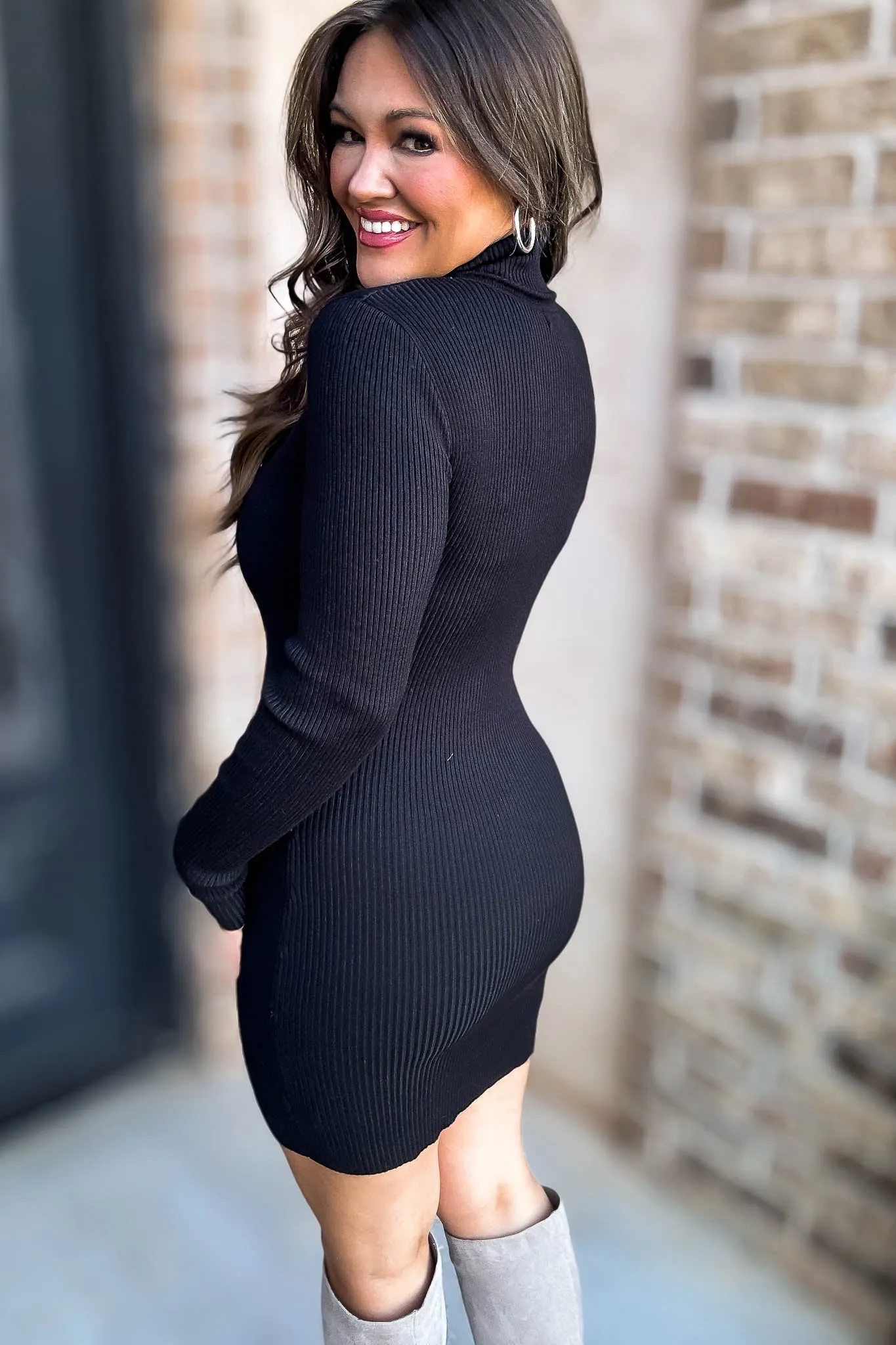 Oh So Bold Black Sweater Dress