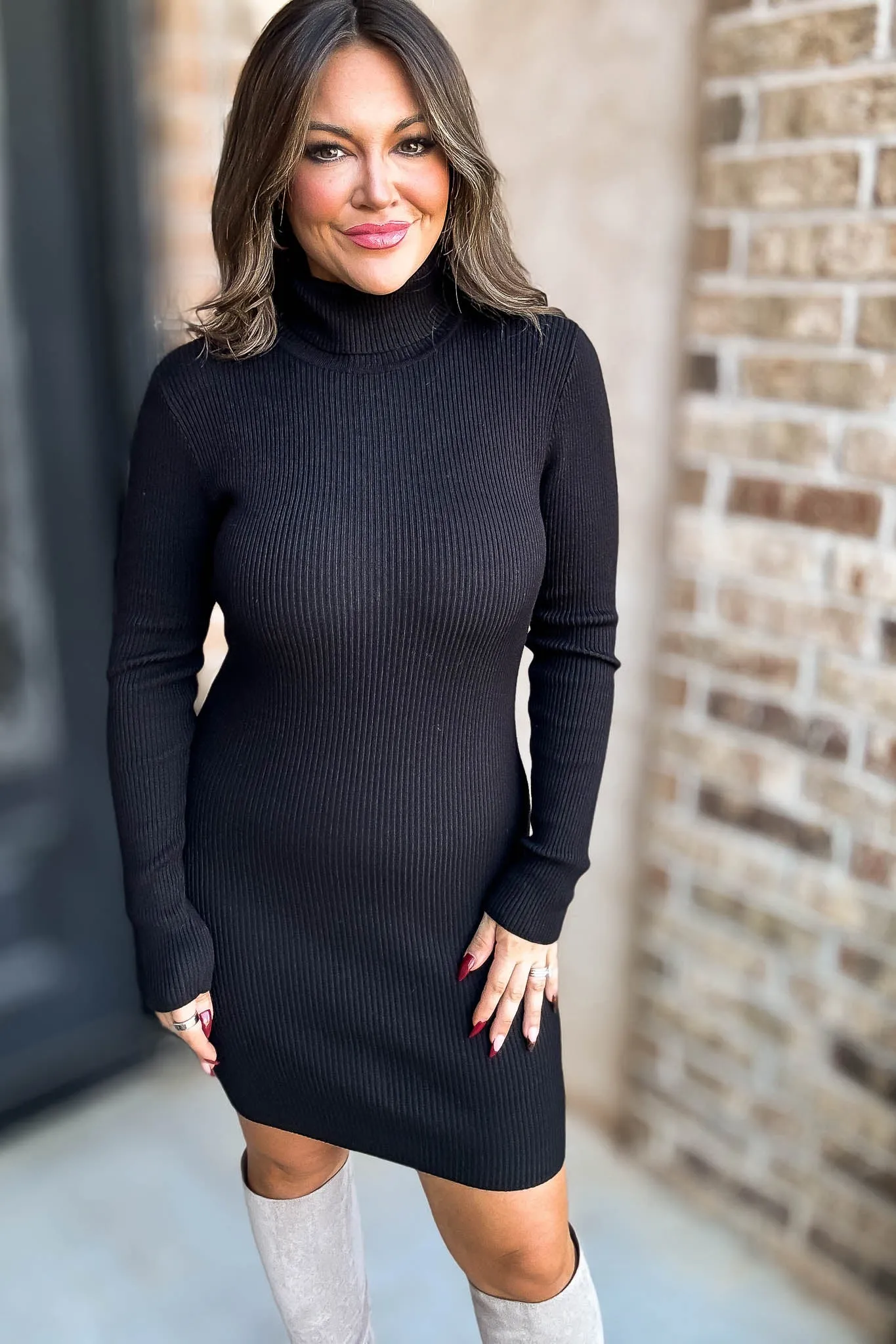 Oh So Bold Black Sweater Dress