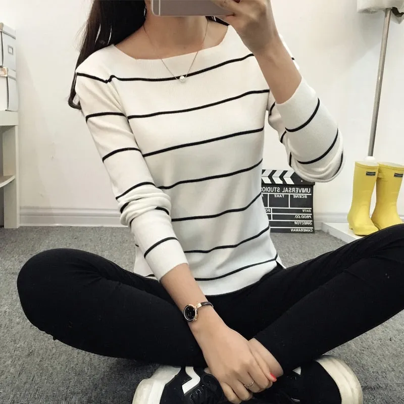 OHCLOTHING 2019 Striped collar sweater sweater autumn thin coat dress lady shirt autumn jacket female