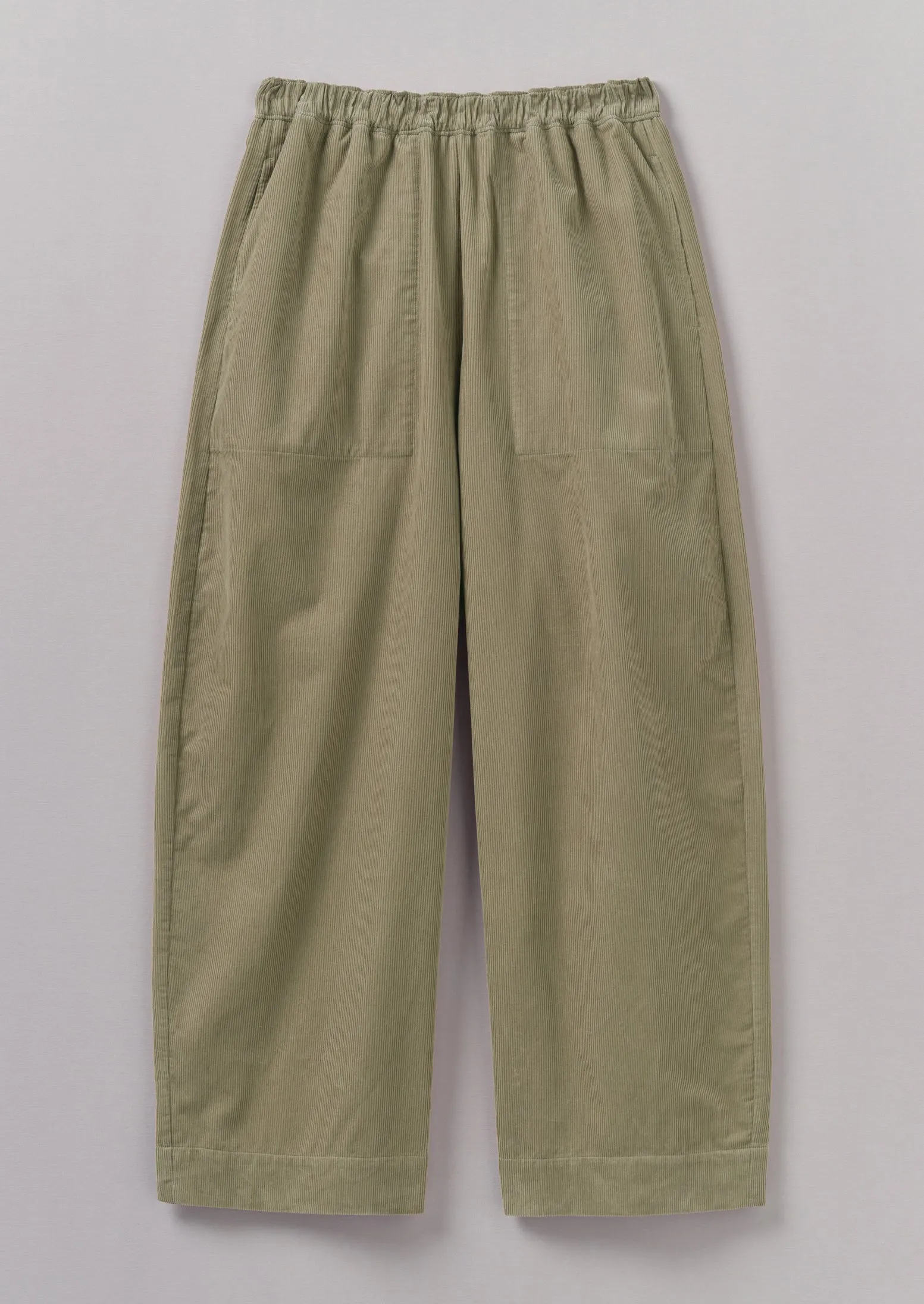 Organic Cord Barrel Leg Pants | Green Stone