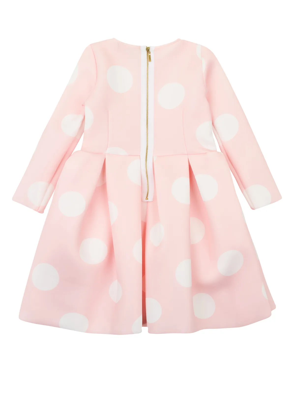 Pink Polka Dot Pleated Midi Dress by Kids Couture