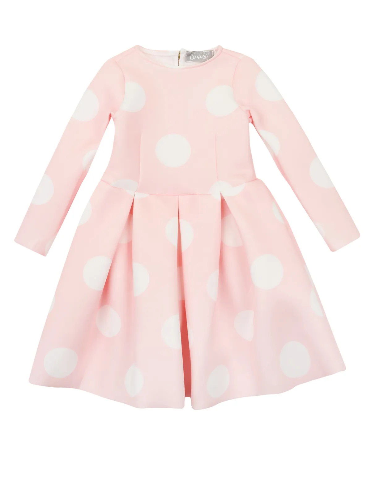 Pink Polka Dot Pleated Midi Dress by Kids Couture