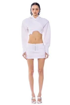 PORTERHOUSE MINI SKIRT IN WHITE TERRY