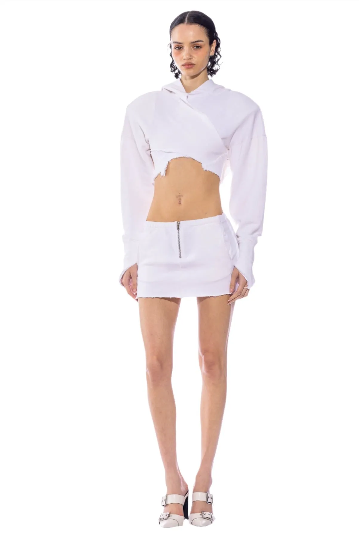 PORTERHOUSE MINI SKIRT IN WHITE TERRY