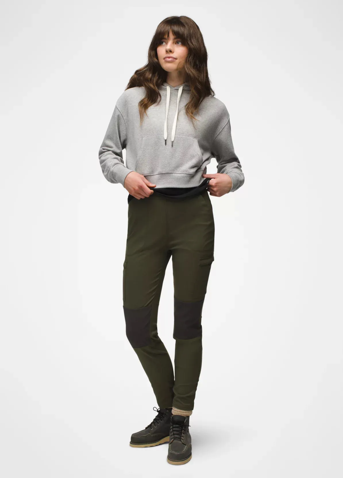 prAna W Cozy Up Crop Hoodie HEATHER GREY