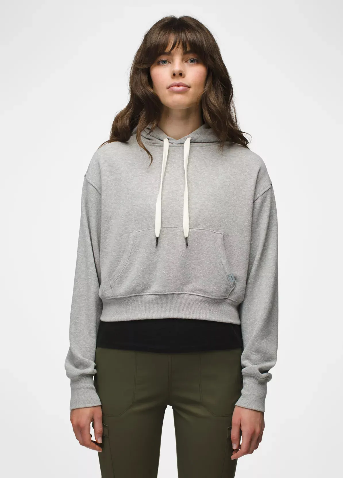 prAna W Cozy Up Crop Hoodie HEATHER GREY