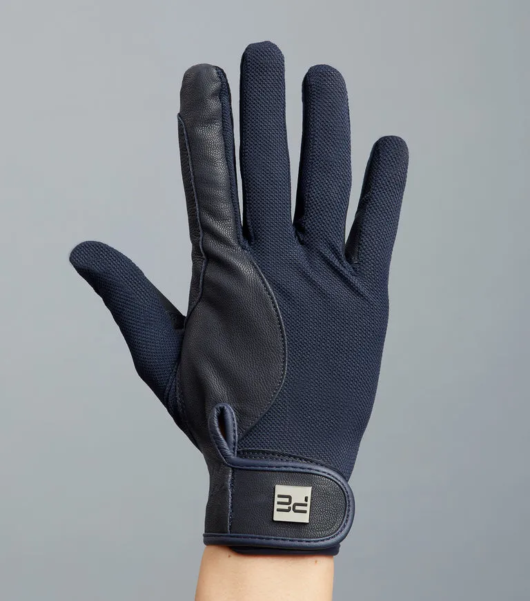 Premier Equine Bordoni Leather Mesh Riding Gloves Navy