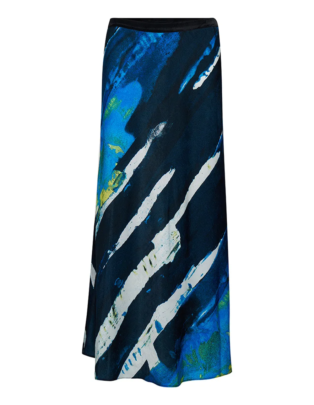 Printed Supple Satin Pull On Midi Skirt