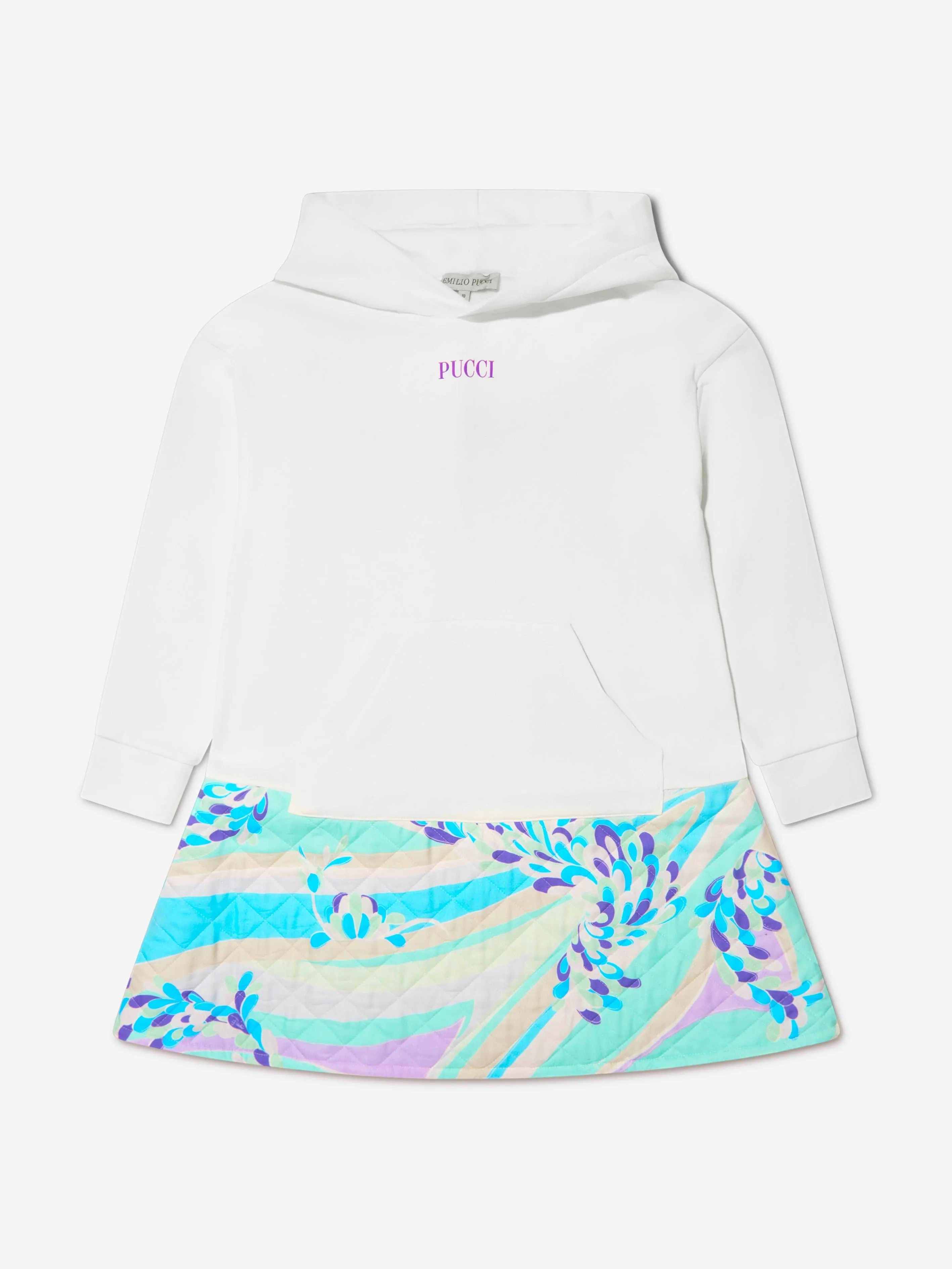 Pucci Girls Patterned Hooded Sweater Dress