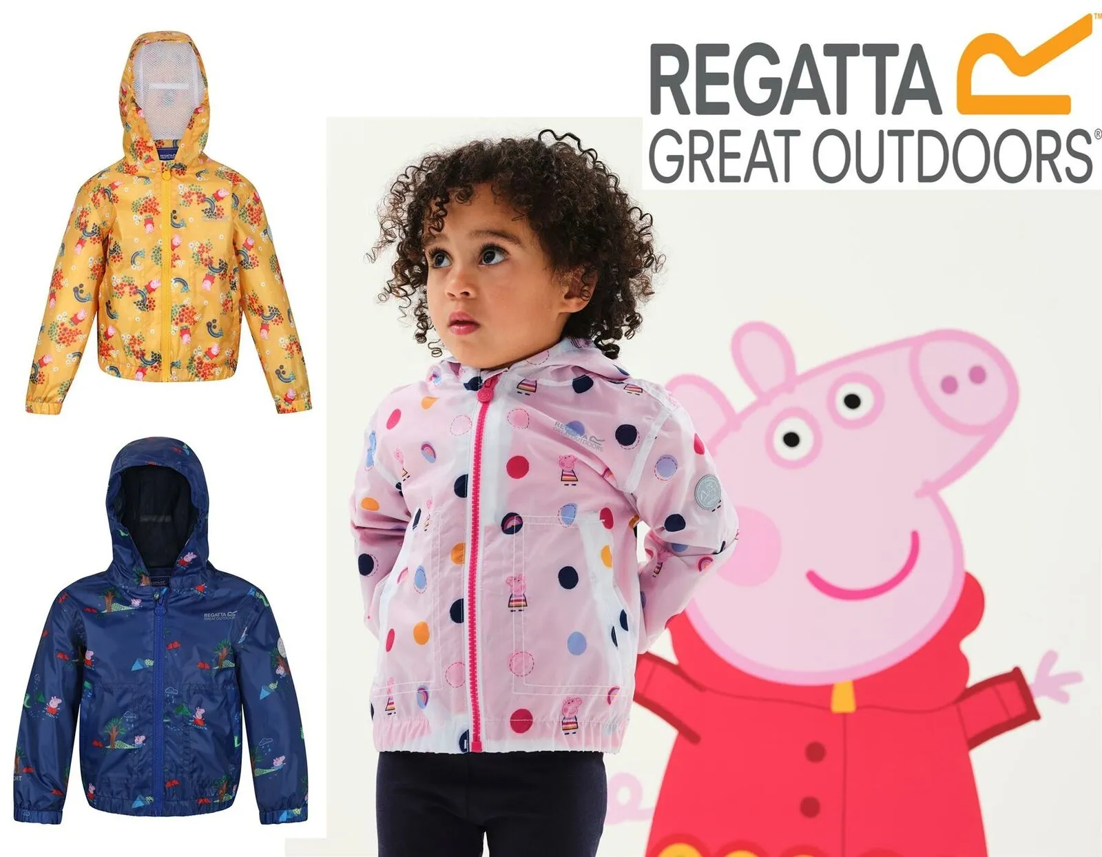 Regatta Kids Peppa Pig Muddy Puddle Waterproof Hooded Jacket Boys Girls