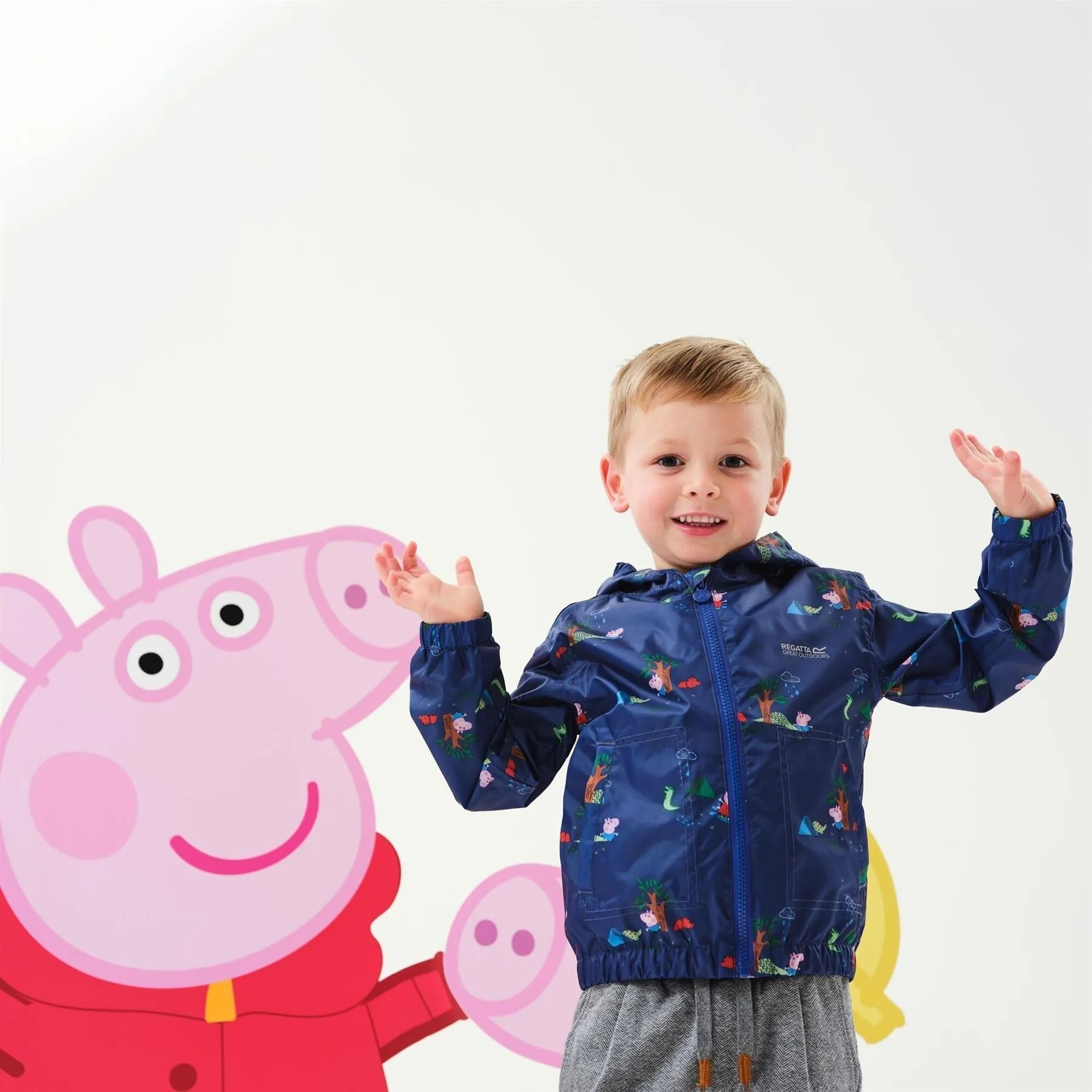 Regatta Kids Peppa Pig Muddy Puddle Waterproof Hooded Jacket Boys Girls