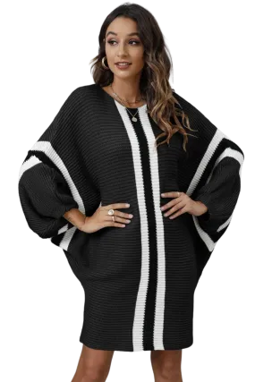 Ribbed Round Neck Long Sleeve Sweater Dress