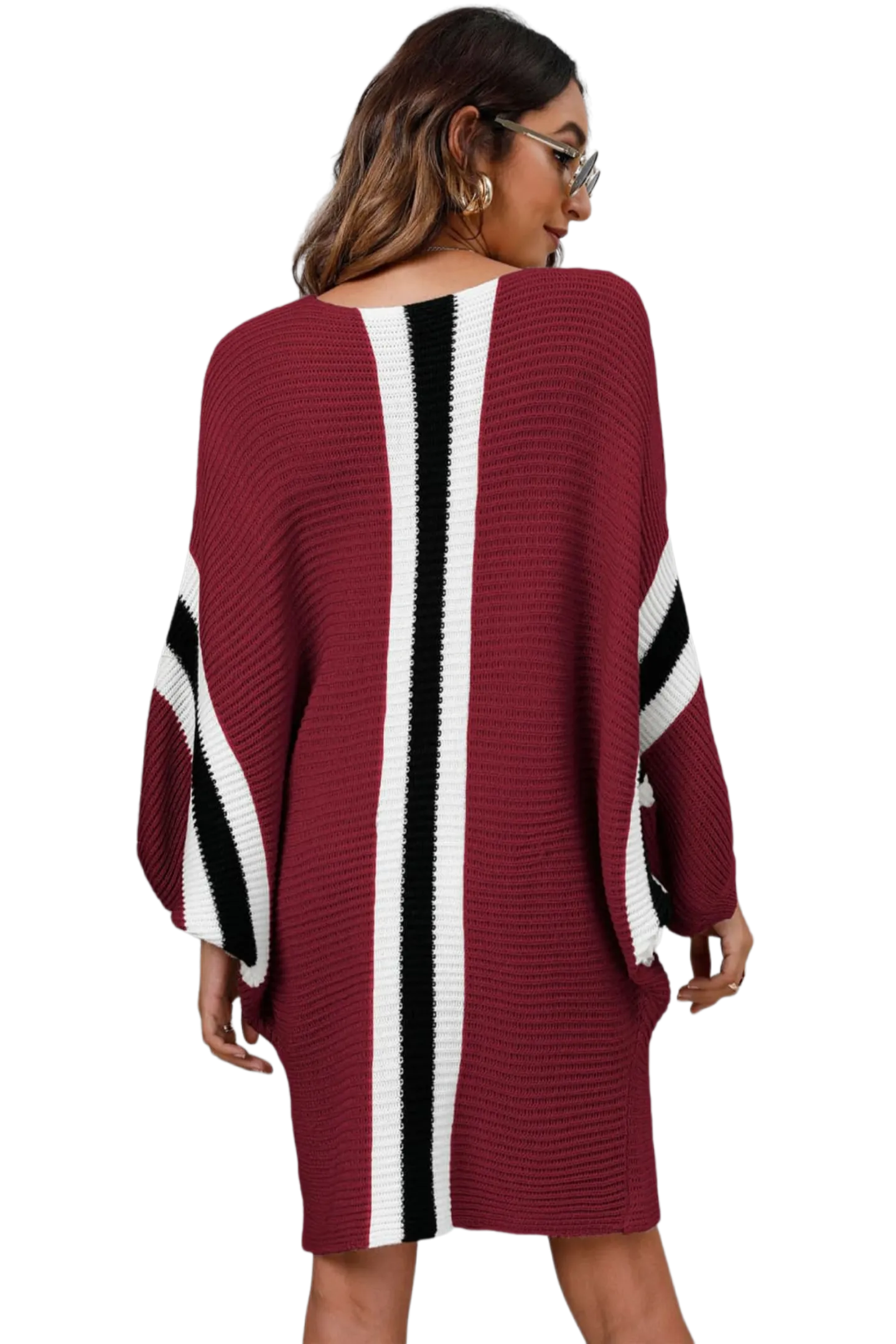 Ribbed Round Neck Long Sleeve Sweater Dress