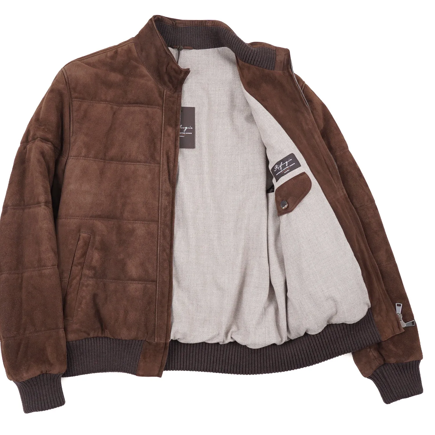 Rifugio Wool-Lined Quilted Suede Jacket