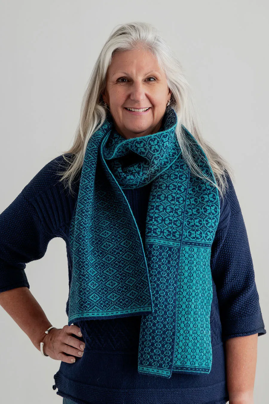 Rubislaw Reversible Fair isle scarf - Marine