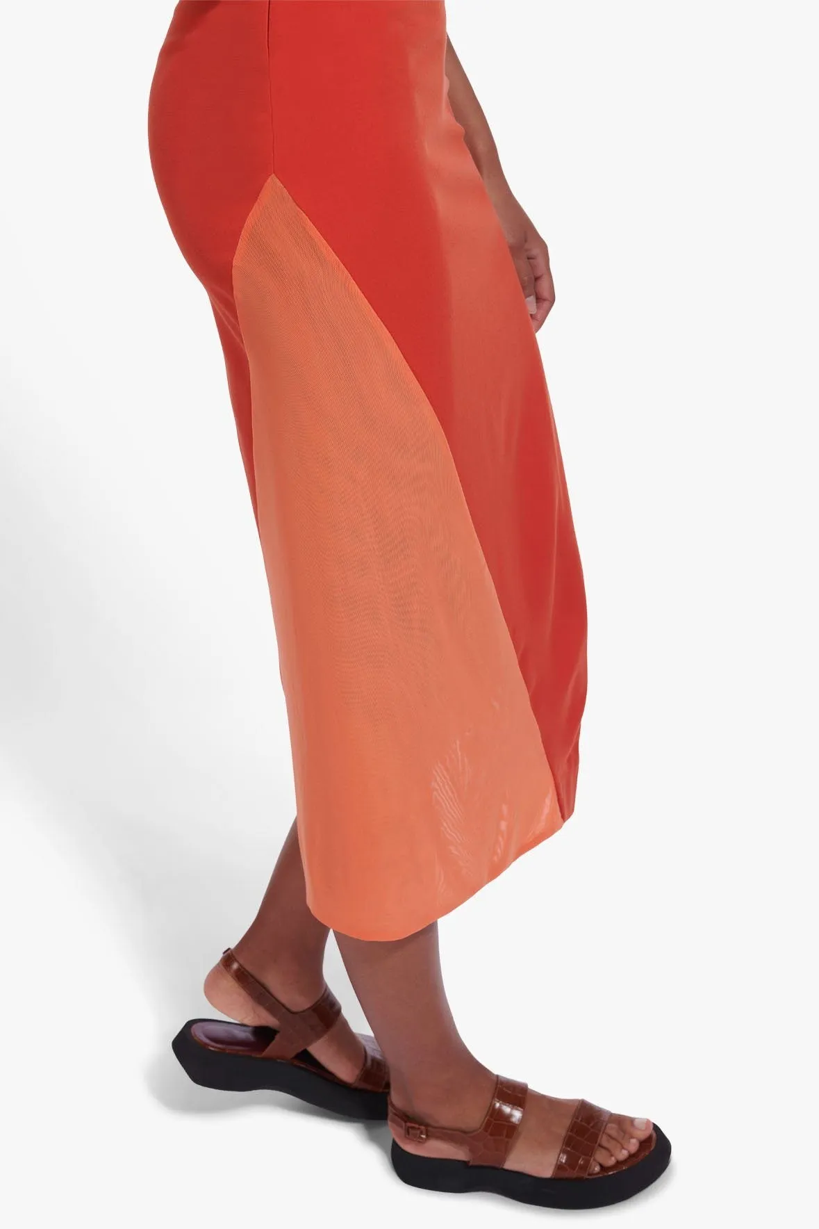 RUSSO SKIRT | FIERY RED NECTARINE