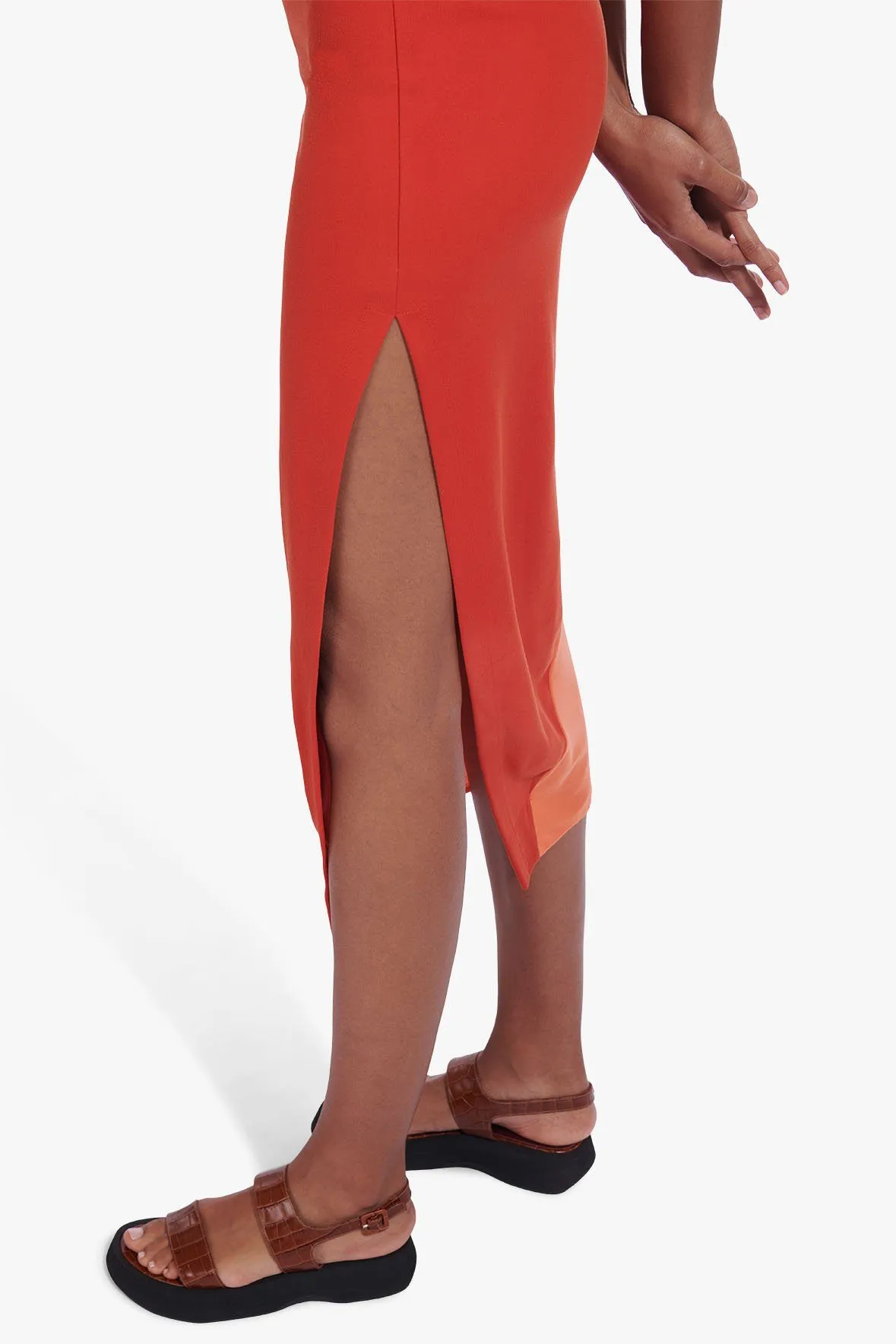 RUSSO SKIRT | FIERY RED NECTARINE