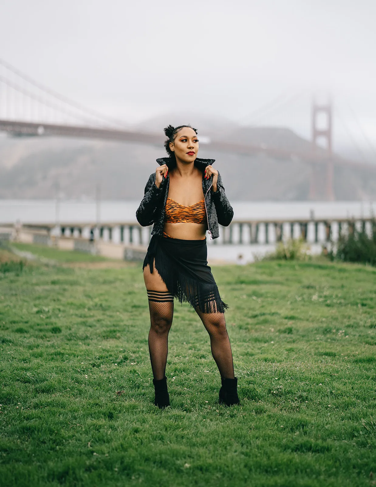 Sam: Fall Hook, Line, & Sinker Fishnet Thigh Highs. Petite to Plus Size