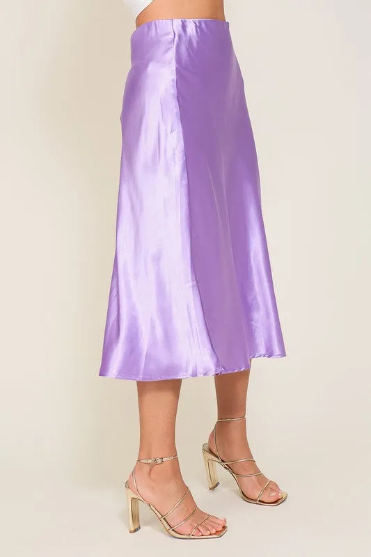 SATIN MIDI SKIRT