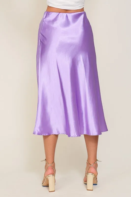 SATIN MIDI SKIRT