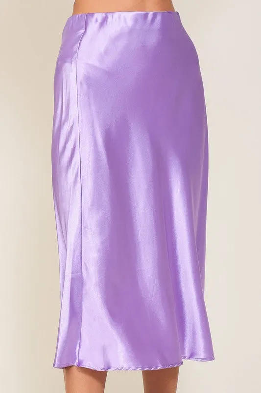 SATIN MIDI SKIRT