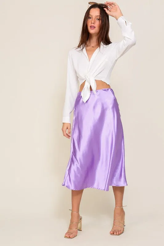 SATIN MIDI SKIRT