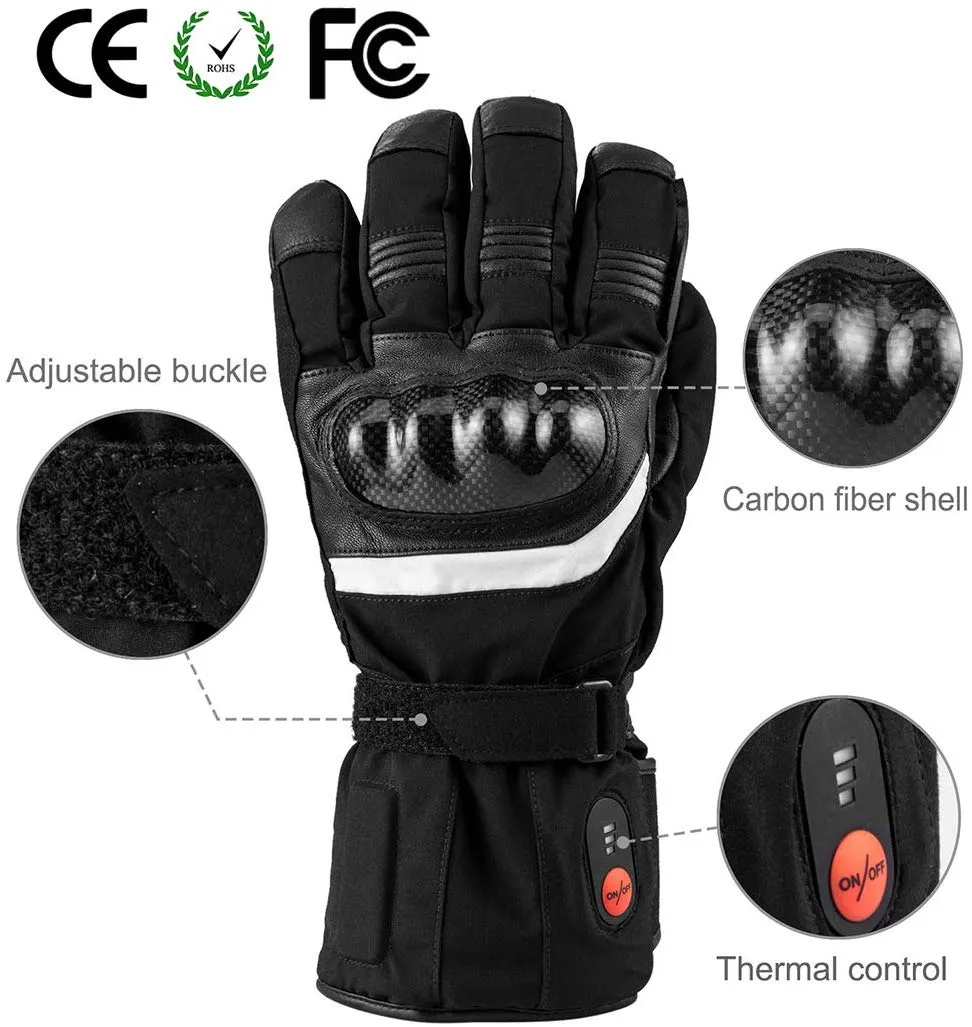 Savior Battery Powered Heated Motorcycle Gloves | Leather Heated Ski Gloves