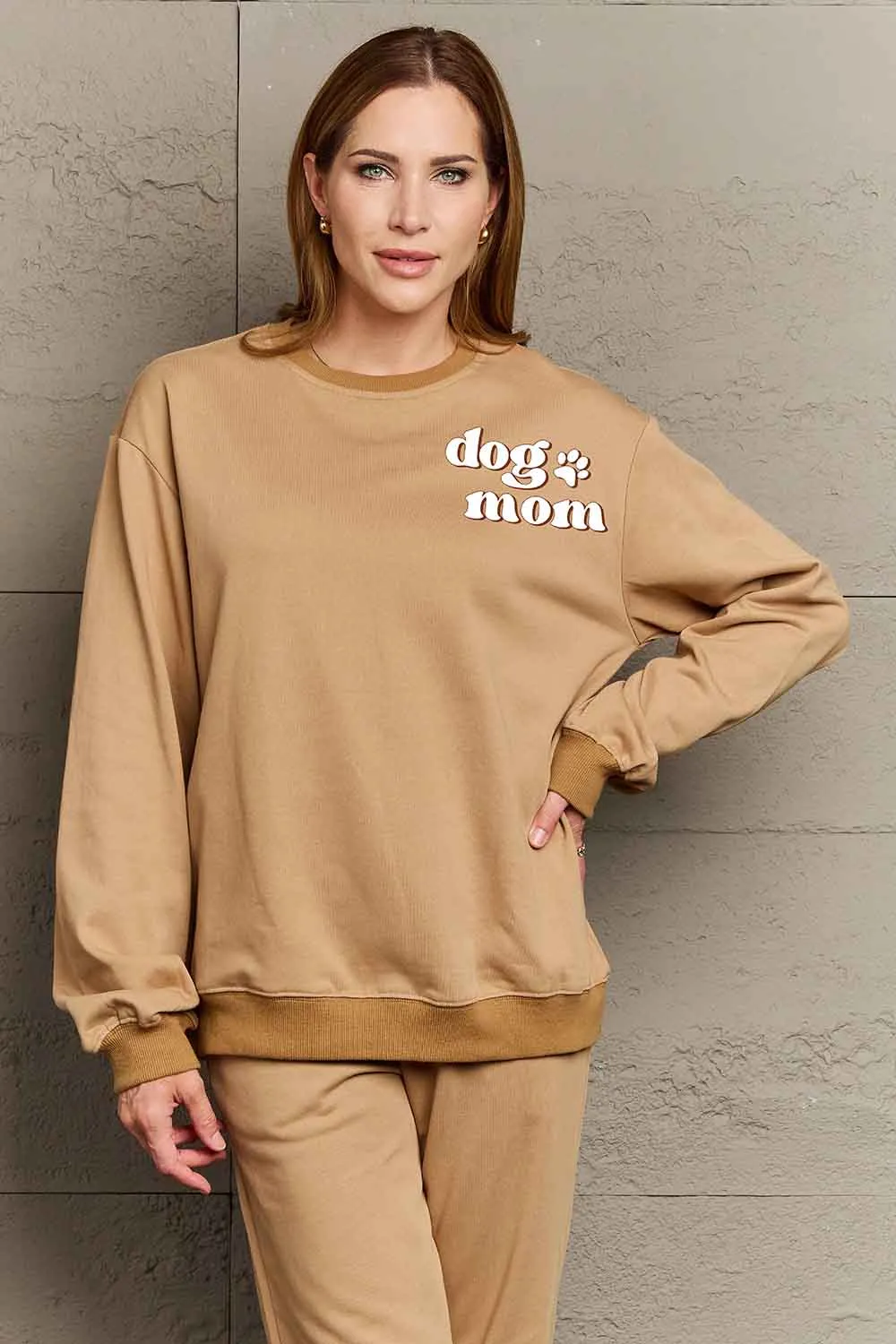 Simply Love Simply Love Full Size Round Neck Dropped Shoulder DOG MOM Graphic Sweatshirt