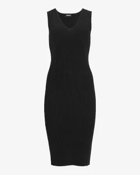 Sleeveless Ribbed Midi Sweater Dress in Pitch Black