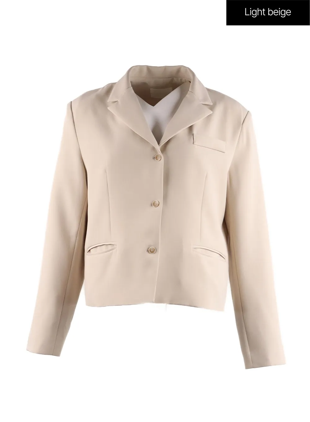 Solid Collar Buttoned Blazer IF408