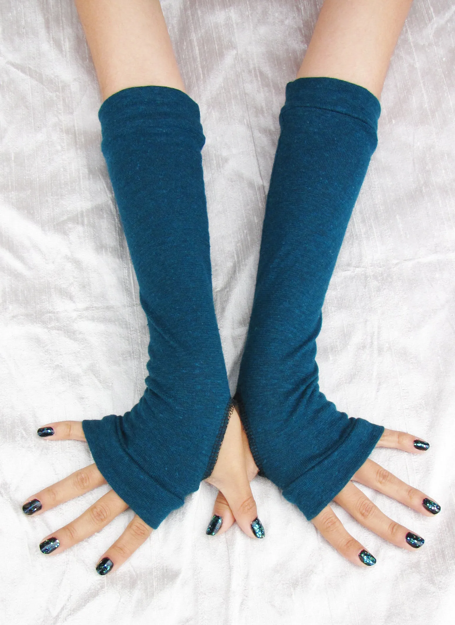 Solid Color Arm Warmers Long Fingerless Gloves for kids and adults