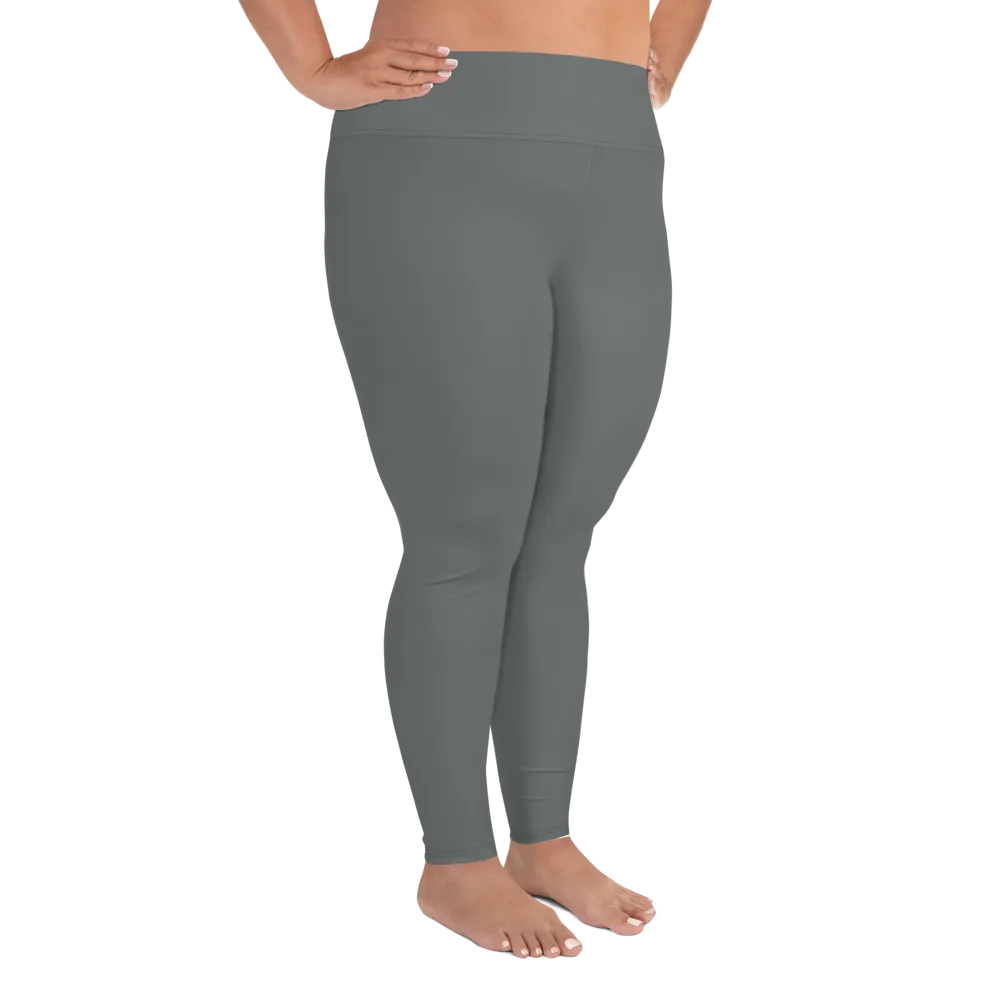 Solid Gray Plus Size Tights, Grey Solid Color Women's Plus Size Leggings Yoga Pants, Plus Size Tights -Made in USA