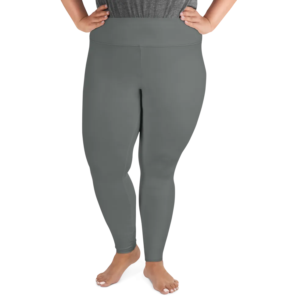 Solid Gray Plus Size Tights, Grey Solid Color Women's Plus Size Leggings Yoga Pants, Plus Size Tights -Made in USA