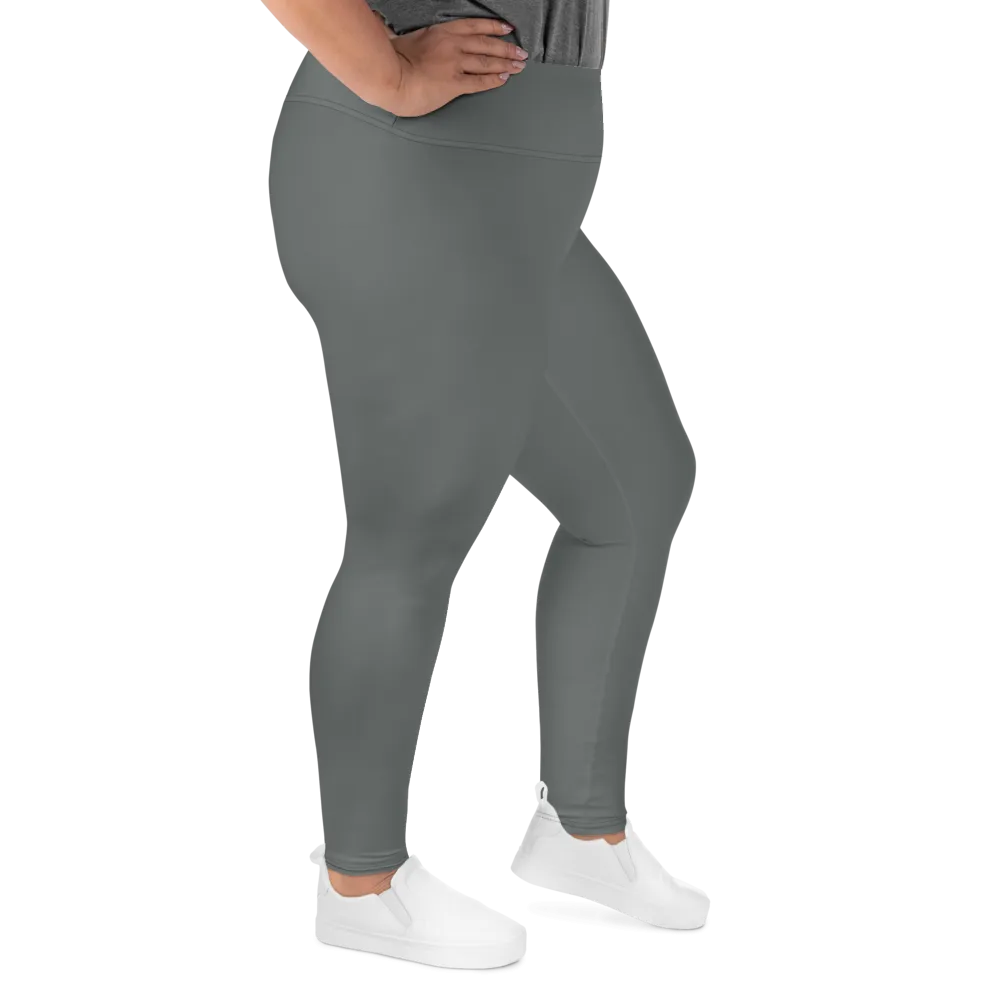 Solid Gray Plus Size Tights, Grey Solid Color Women's Plus Size Leggings Yoga Pants, Plus Size Tights -Made in USA