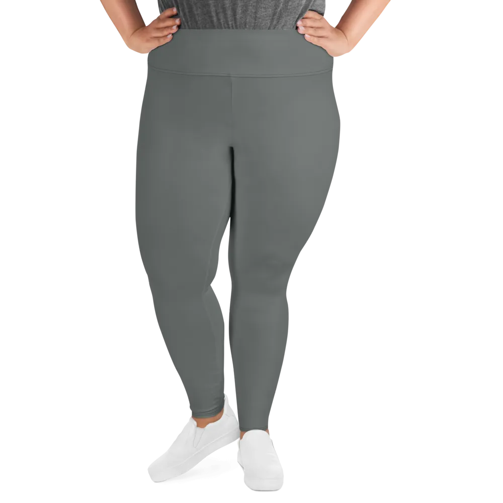 Solid Gray Plus Size Tights, Grey Solid Color Women's Plus Size Leggings Yoga Pants, Plus Size Tights -Made in USA