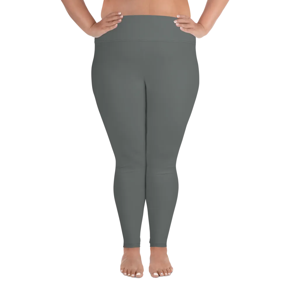 Solid Gray Plus Size Tights, Grey Solid Color Women's Plus Size Leggings Yoga Pants, Plus Size Tights -Made in USA