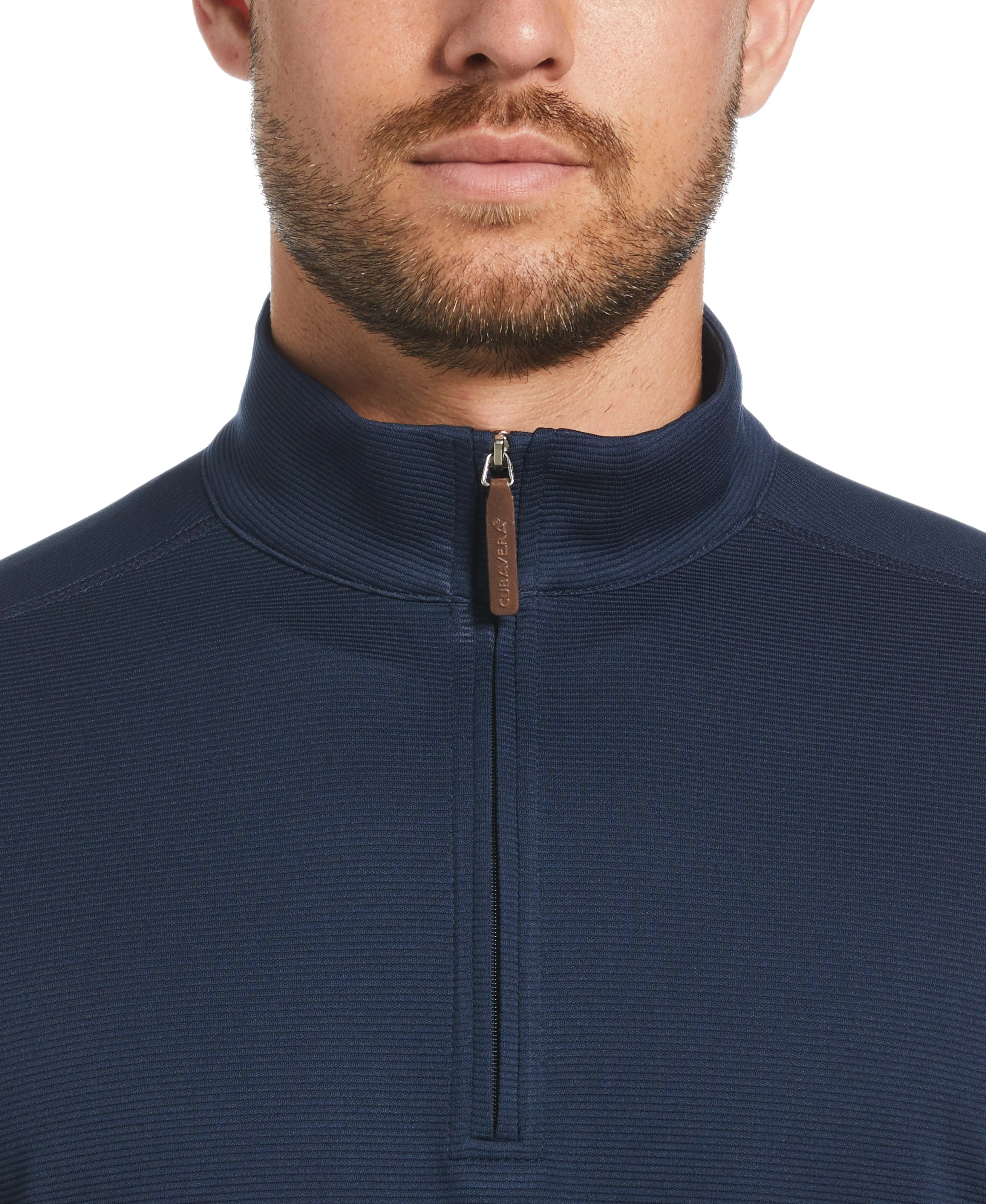 Solid Textured 1/4 Zip Pullover Sweater