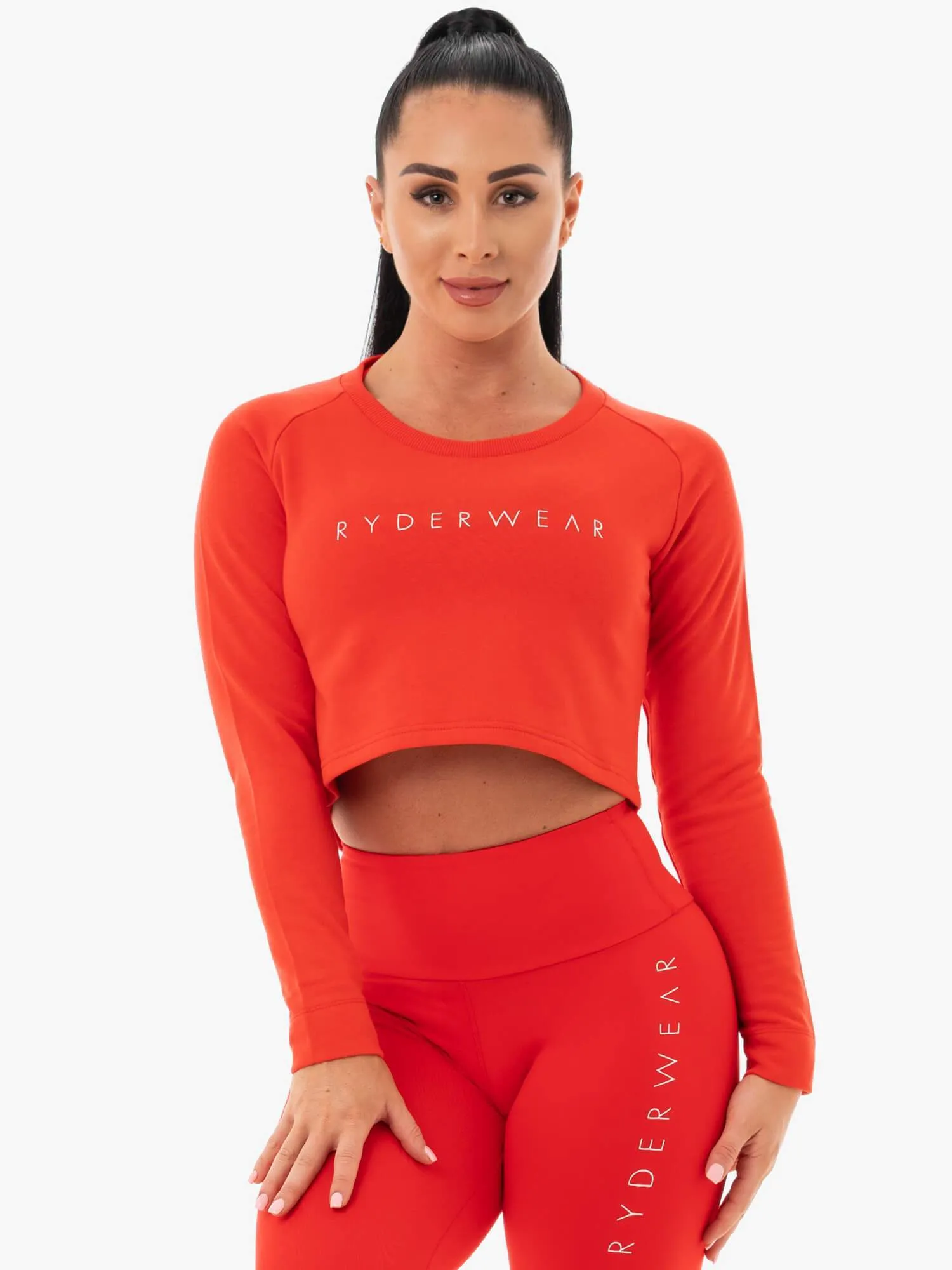 Staples Cropped Sweater - Red